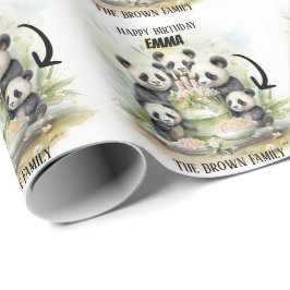 2 Eltern 3 Kinder - Wasserfarbenfamilie Geburtstag Geschenkpapier