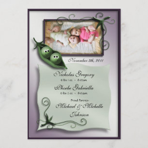 2 Erbsen in einem Pod Twins Geburtsankündigungen Ankündigung