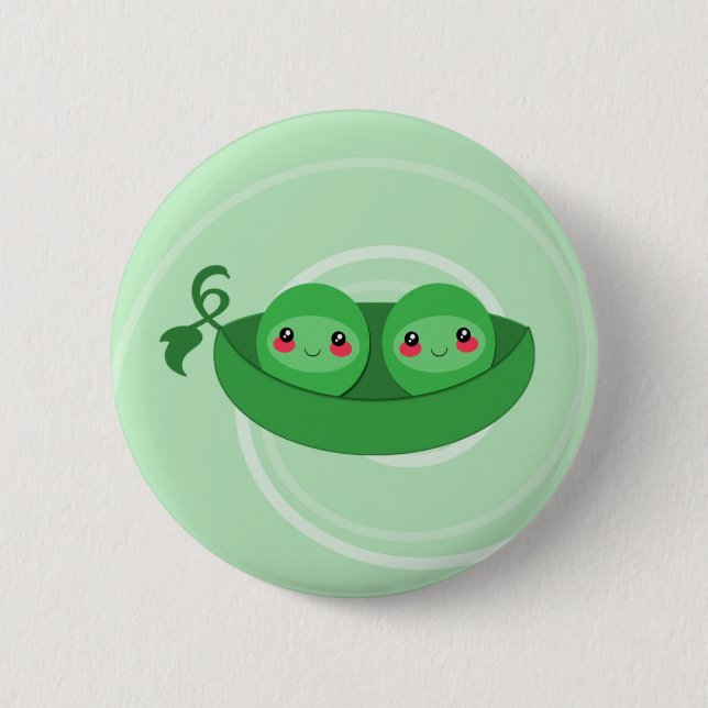 2 ERBSEN in einer SCHOTE - Knopf Button (Vorderseite)