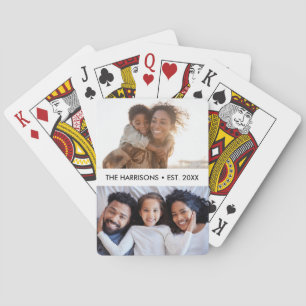 2 Familienfotos Name oder benutzerdefinierter Text Spielkarten