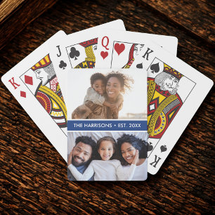 2 Familienfotos Name oder benutzerdefinierter Text Spielkarten