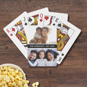 2 Familienfotos Name oder benutzerdefinierter Text Spielkarten