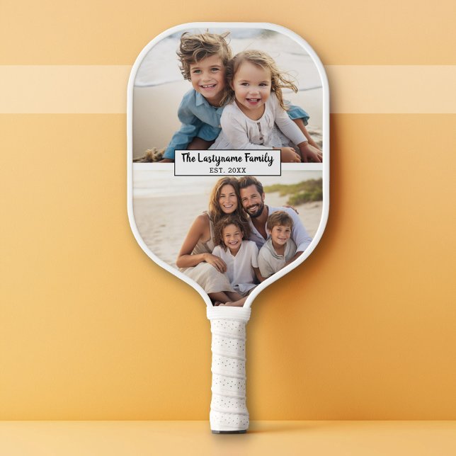 2 Familienname für FotoCollage - Horizontale Bilde Pickleball Schläger (Custom Pickleball Paddle)