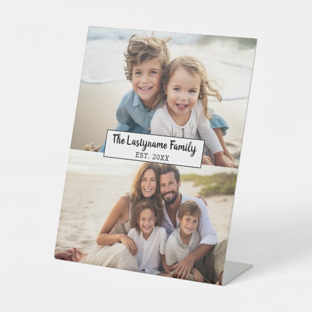 2 Familienname für FotoCollage - Horizontale Bilde Sockelschild (Vorderseite)