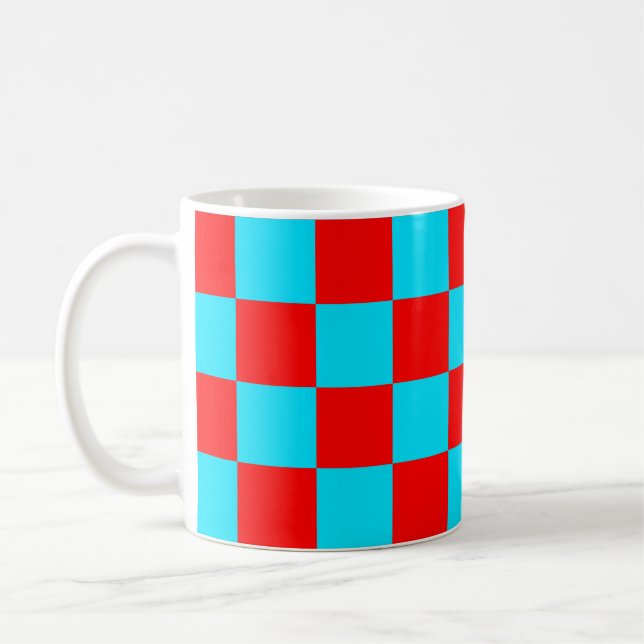 2 Farben Schachbrett-Quadrat-Muster  Kaffeetasse (Links)