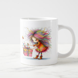 *  2 Farbige  Whimsical Weihnachts Mädchen  Gesche Jumbo-Tasse
