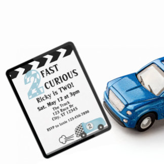 2 Fast 2 Curious, Race Car 2nd Birthday Einladung