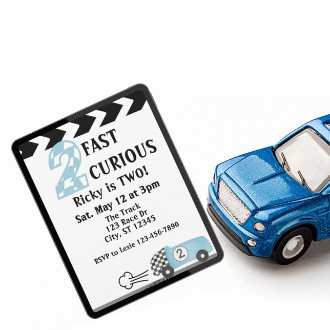 2 Fast 2 Curious, Race Car 2nd Birthday Einladung (Von Creator hochgeladen)