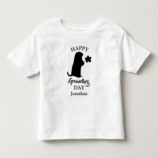 2. Februar | Happy Groundhog Day Personalisiert Na Kleinkind T-shirt (Vorderseite)
