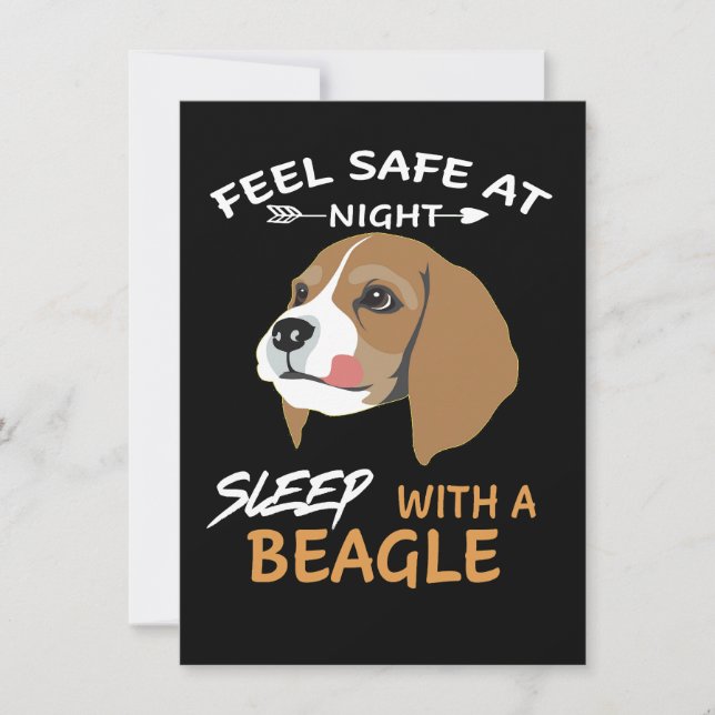 2 Feel Safe At Night Sleep With A Beagle Einladung (Vorderseite)