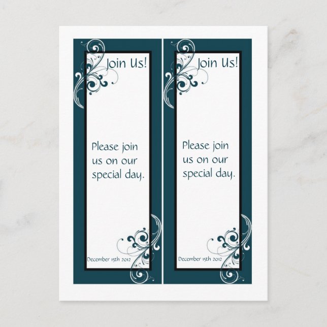 2 Filigree Navy/White Wedding Lesezeichen Postkarte (Vorderseite)