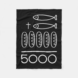2 Fische 5 Brote Jesus speist die 5000 christlich Fleecedecke