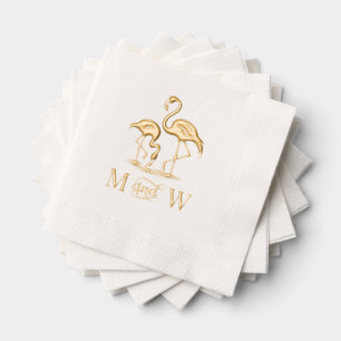2 Flamingos Paar Hochzeit 2 Anfangsmonogramm Servietten Mit Folie