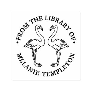 2 Flamingos Stehender Bibliotheksname Permastempel