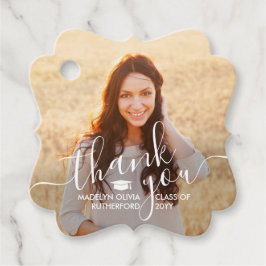 2 Foto Abschluss Danke White Script Extravagant Geschenkanhänger