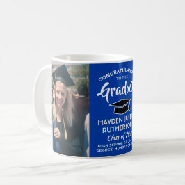 2 Foto Abschluss Glückwünsche Royal Blue und White Kaffeetasse