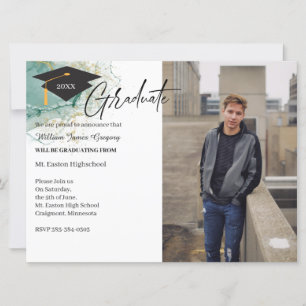 2 Foto Abschluss Green Gold Announccard Einladung