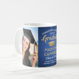 2 Foto Absolventen Gratulation gebürstet Blau und Kaffeetasse