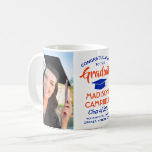 2 Foto Absolventen-Gratulation Modern Orange und B Kaffeetasse