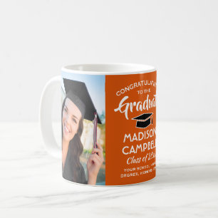 2 Foto Absolventen-Gratulation Orange Schwarz und Kaffeetasse