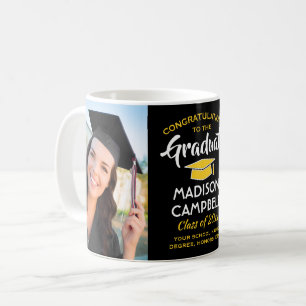 2 Foto Absolventen Gratulation Schwarz Gold Gelb Kaffeetasse