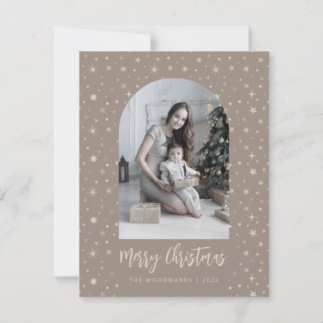 2-Foto Arch Stars Frohe Weihnachten Braun Gold (Vorderseite)