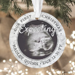 2 Foto Baby Ultrasound Neue Eltern Imitate Marmor Ornament<br><div class="desc">Feiern Sie das wertvolle Geschenk Ihres neuesten Familienmitglieds mit einem stilvollen 2 Foto runden Imitaten Marmor Acrylschmuck. Ein geschlechtsneutrales Design ist für einen neuen kleinen Jungen oder ein neues Mädchen geeignet. Aufnahme und Bilder auf dieser Vorlage sind einfach zu personalisieren, und können auf Vorder- und Rückseite unterschiedlich oder gleich sein....</div>