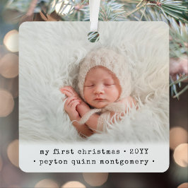 2 Foto Baby's 1. Weihnachten Modern Minimal Platz Ornament Aus Metall
