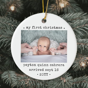 2 Foto Baby's 1. Weihnachts Modern Minimal Round Keramik Ornament