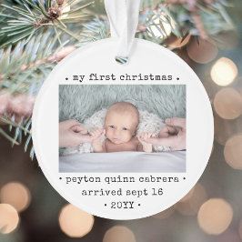 2 Foto Baby's 1. Weihnachts Modern Minimal Round Ornament
