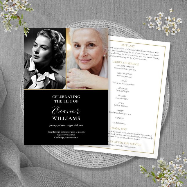 2 Foto Beerdigungsorden Programm (2 Photo Funeral Memorial Order Of Service Program)