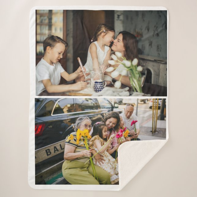 2 Foto Benutzerdefinierte Collage Personalisiert Sherpadecke (Vorderseite)