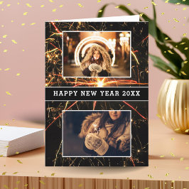 2 Foto Collage Feuerwerk Frohes Neues Jahr 2026 Feiertagskarte