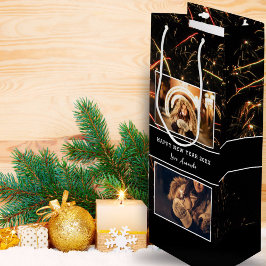 2 Foto Collage Feuerwerk Frohes Neues Jahr Geschenktüte Für Weinflaschen
