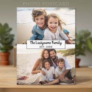 2 Foto-Collage mit Text für Familienname Postkarte