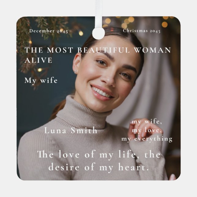 2 Foto Custom most beautiful Frauen leben Ornament Aus Metall (Vorderseite)