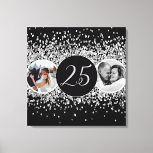 2 Foto Dann und jetzt Hochzeitstag Leinwanddruck