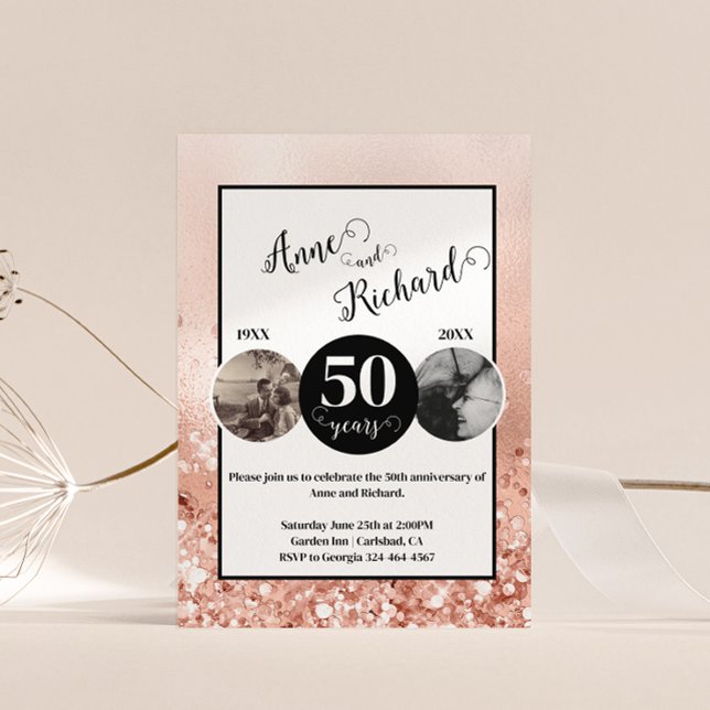 2 Foto Dann und jetzt JEDES JAHR Hochzeit Jubiläum Einladung (Von Creator hochgeladen)