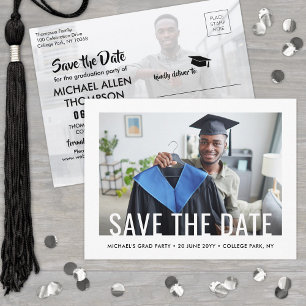 2 Foto Einfach Moderner Abschluss Save the Date Postkarte