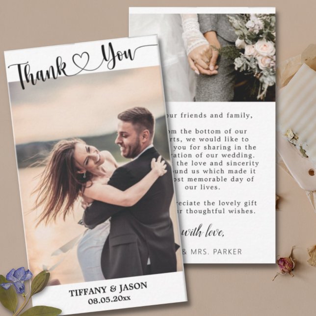 2 Foto Einfache Elegante Hochzeit Hand gebrochenes Mitteilungskarte (Von Creator hochgeladen)