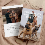 2 Foto Einfache Hundeschlittenhochzeit Save The Date<br><div class="desc">2 Foto Einfach lustiger Hund Hochzeit Sichern Sie das Datum</div>