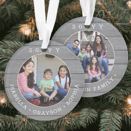 2 Foto Einfache Typografie Jahr Grau Imitate Holz Ornament