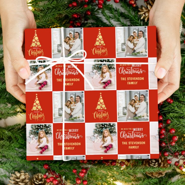 2 Foto Elegant Frohe Weihnachten Gold Geschenkpapier (Von Creator hochgeladen)