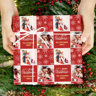 2 Foto Elegant Frohe Weihnachten Rot Geschenkpapier