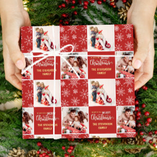 2 Foto Elegantes Frohes Weihnachtsfest Rot Geschenkpapier
