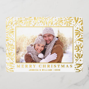 2 Foto Elegantes Weihnachtsblatt Gold Folien Feiertagskarte