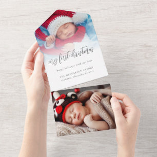 2 Foto Empfängeradresse Baby 1. Weihnachtskarte All In One Einladung