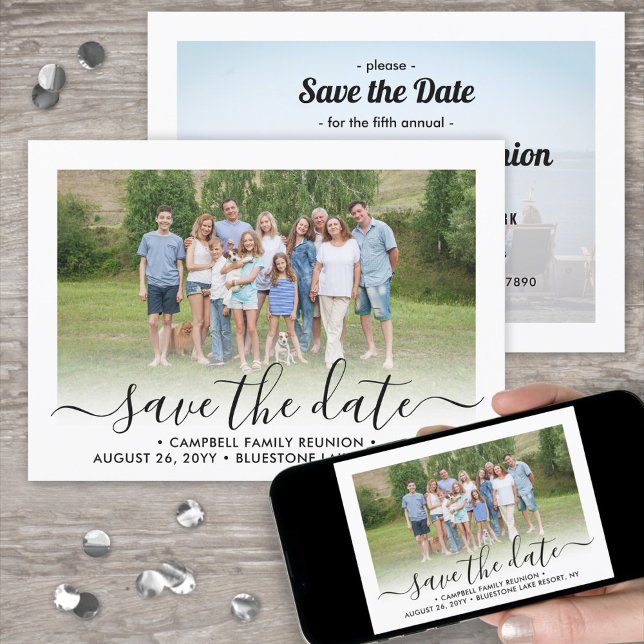 2 Foto Family Wiedersehen Party Modernes, elegante Save The Date (Von Creator hochgeladen)