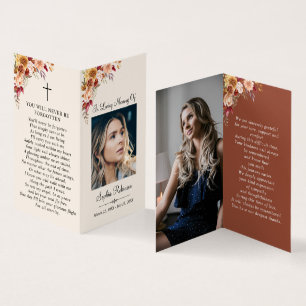 2 Foto florale Memorial Folder Cream Gebet Karte