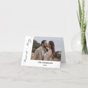 2 Foto Frohe Verheiratete Drehschrift Hochzeit Wei Dankeskarte